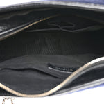 Calfskin Wool Embroidered Paris Hamburg Small Gabrielle Hobo Dark Navy Blue