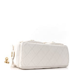 Shiny Lambskin Quilted Trendy Pockets Hobo White