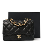 Lambskin Quilted Large CC Funky Town Flap Black