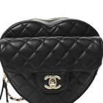 Lambskin Quilted CC In Love Heart Bag Black