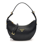 Soft Calfskin Arque Shoulder Bag Black