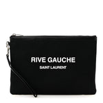 Linen Canvas Rive Gauche Zipped Pouch Black