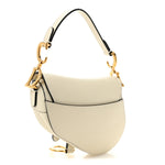 Grained Calfskin Mini Saddle Bag White