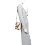 Snakeskin Boarded Plutone Calfskin Mini Horsebit 1955 Top Handle Bag White Multicolor