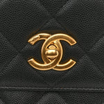 Caviar Quilted Small Chain Frame Flap Black