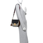 GG Supreme Monogram Web Medium Padlock Messenger Shoulder Bag Black