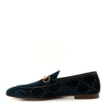 Velvet GG Monogram Horsebit Mens Jordaan Loafers  11 Blue Beige