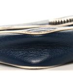 Vintage Effect Calfskin Matelasse Diagonal Super Mini Torchon GG Marmont Shoulder Bag Blue Agata Mystic White