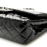 Patent Quilted Medium Double Flap Black