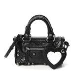Agneau Arena Crystal Neo Nano Cagole Handbag Black