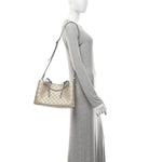 GG Supreme Monogram Emblem Medium Tote Bag  Beige Silver