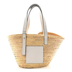 Raffia Basket Tote Bag Natural White