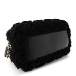 Shearling Quilted Barrel Clutch With Chain Black