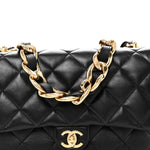 Lambskin Quilted Large CC Funky Town Flap Black