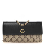 Dollar Calfskin GG Supreme Monogram Petite GG Marmont Wallet Chain Bag Black Beige Ebony