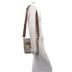GG Supreme Monogram Azalea Calfskin Retro Interlocking G Flat Messenger Bag Beige Ebony Brown Sugar