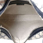 GG Supreme Monogram Textured Calfskin Web Large Attache Shoulder Bag Beige Blue