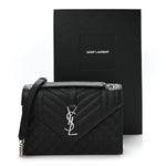 Grain De Poudre Textured Mixed Matelasse Triquilt Medium Monogram Satchel Black