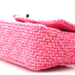 Wool Tweed Quilted Mini Rectangular Flap Dark Pink Fuchsia