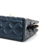 Metallic Aged Calfskin Quilted Nano Kelly Shopper Navy