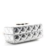 Metallic Calfskin Quilted Box Crossbody Silver