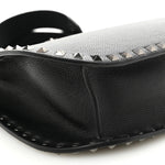 Grained Calfskin Rockstud Hobo Shoulder Bag Black