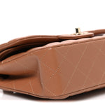 Lambskin Quilted Small Double Flap Brown