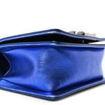 Metallic Patent Calfskin Quilted Small Boy Flap Blue