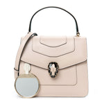 Calfskin Serpenti Forever Top Handle Beige Green