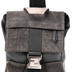 Suede Nylon Santander Cuoio Romano Bi-Color FF Embossed Small Fendiness Backpack Piombo Fango Grigio Polvere Asphalto