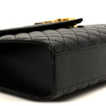 Grain De Poudre Textured Mixed Matelasse Large Triquilt Monogram Satchel Black