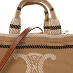 Canvas Calfskin Small Cabas Thais Beige Black White