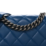 Calfskin Quilted Medium Rock My Shoulder Flap Blue