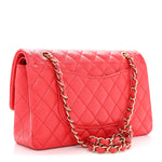 Caviar Quilted Medium Double Flap Red