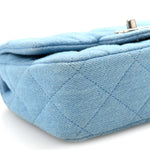 Denim Quilted Sweetheart Mini Flap Blue