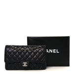 Caviar Quilted Medium Double Flap Black
