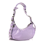 Extra Supple Calfskin Crocodile Embossed Le Cagole Shoulder Bag XS Lilac