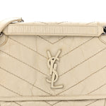 Crinkled Calfskin Matelasse Monogram Baby Niki Chain Satchel White