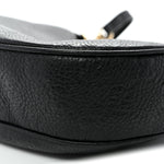 GG Grainy Calfskin Emblem Large Half Moon Shoulder Bag Black