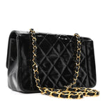 Patent Quilted Small Diana Flap Black