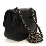 Lambskin Chevron Quilted Mini Square Flap Black