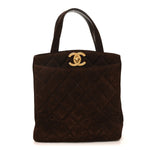 Suede Quilted Tote Brown