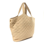 Nubuck Suede Quilted Maxi Icare Shopping Tote Safari Beige