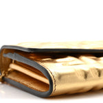 Vitello Catalan Mirror FF 1974 Embossed Continental Wallet on Chain Gold