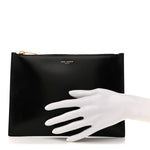 Calfskin Zip Clutch Black