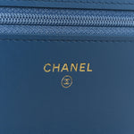 Denim Quilted Chanel 19 Wallet On Chain WOC Blue