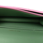 Lambskin Quilted Flap Phone Holder With Chain Lilac Light Green