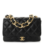 Lambskin Quilted Large CC Funky Town Flap Black
