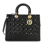 Patent Cannage Large Lady Dior Black