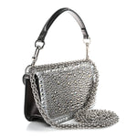 Crystal Suede Enamel Vlogo Small Loco Shoulder Bag Silver